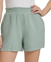 Calvin Klein Jeans Women's Smocked-Waist Double-Crepe Pull-On Cotton Shorts