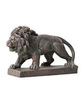 Glitzhome Set of 2 Bronze Walking Lion Garden Statue