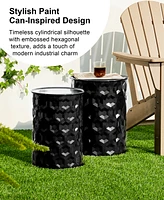 Glitzhome Set of 2 Multi-Functional Honeycomb Metal Garden Stool or Planter Stand