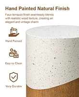 Glitzhome Multi-functional Faux Terrazzo and Wood Texture Garden Stool or Plant Stand