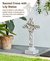 Glitzhome Holy Cross with Lily Garden Statue