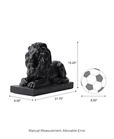 Glitzhome Set of 2 Black Lying Lion Garden Statue