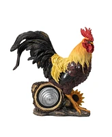 Glitzhome Resin Solar Powered Vibrant Rooster Garden Statue