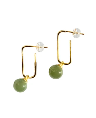 seree Pin - Green jade bead gold earrings