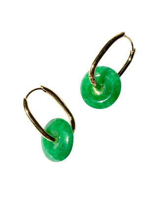 seree Willow - Green jade stone hoop earrings