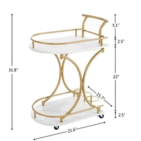 Mobile Industrial Bar Cart with Wine Rack and Glass Holder