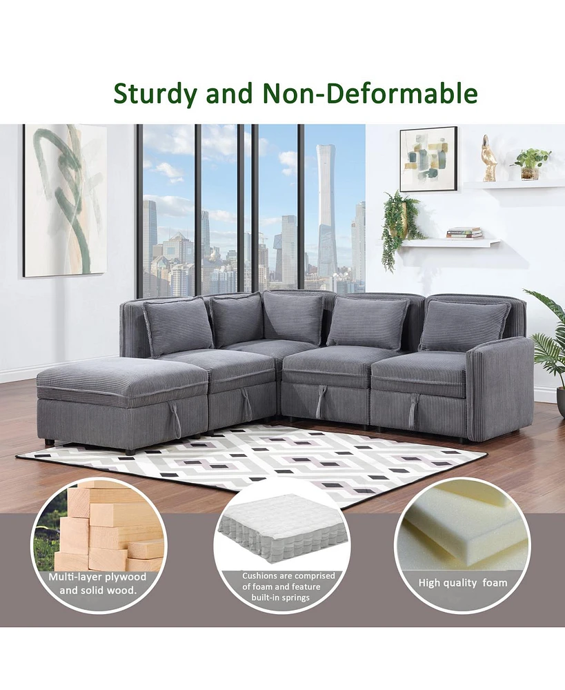 Simplie Fun Modular Sofa Set With Storage