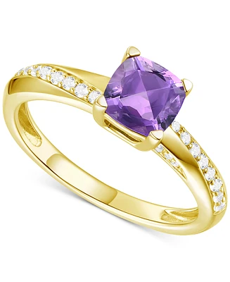 Amethyst (3/4 ct. t.w.) & Lab-Grown White Sapphire (1/6 14k Gold-Plated Sterling Silver (Also Available Additional Gemstones)