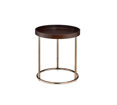 Simplie Fun 21.75" Espresso Edie Mid Century Lipped Edge Side Table with Copper Legs