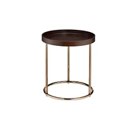 Simplie Fun 21.75" Espresso Edie Mid Century Lipped Edge Side Table with Copper Legs