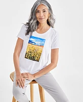 Style & Co Women's Graphic Crewneck T-Shirt, Created for Macy's