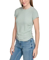 Calvin Klein Jeans Women's Short-Sleeve Side-Ruched Crop Top