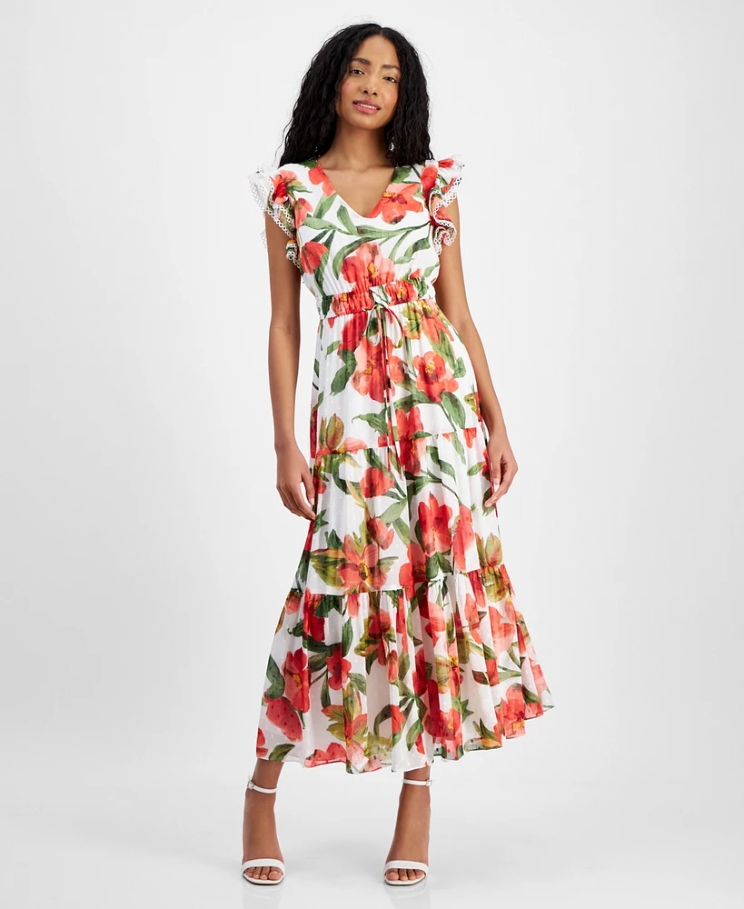 Anne Klein Women's Floral-Print Tiered Midi Dress