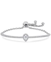 Moissanite Pear Halo Bolo Bracelet (3/4 ct. t.w.) in Sterling Silver