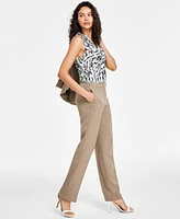 Kasper Petite Extended-Tab Straight-Leg Pants