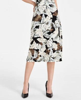 Kasper Women's Printed Flared Midi Skirt