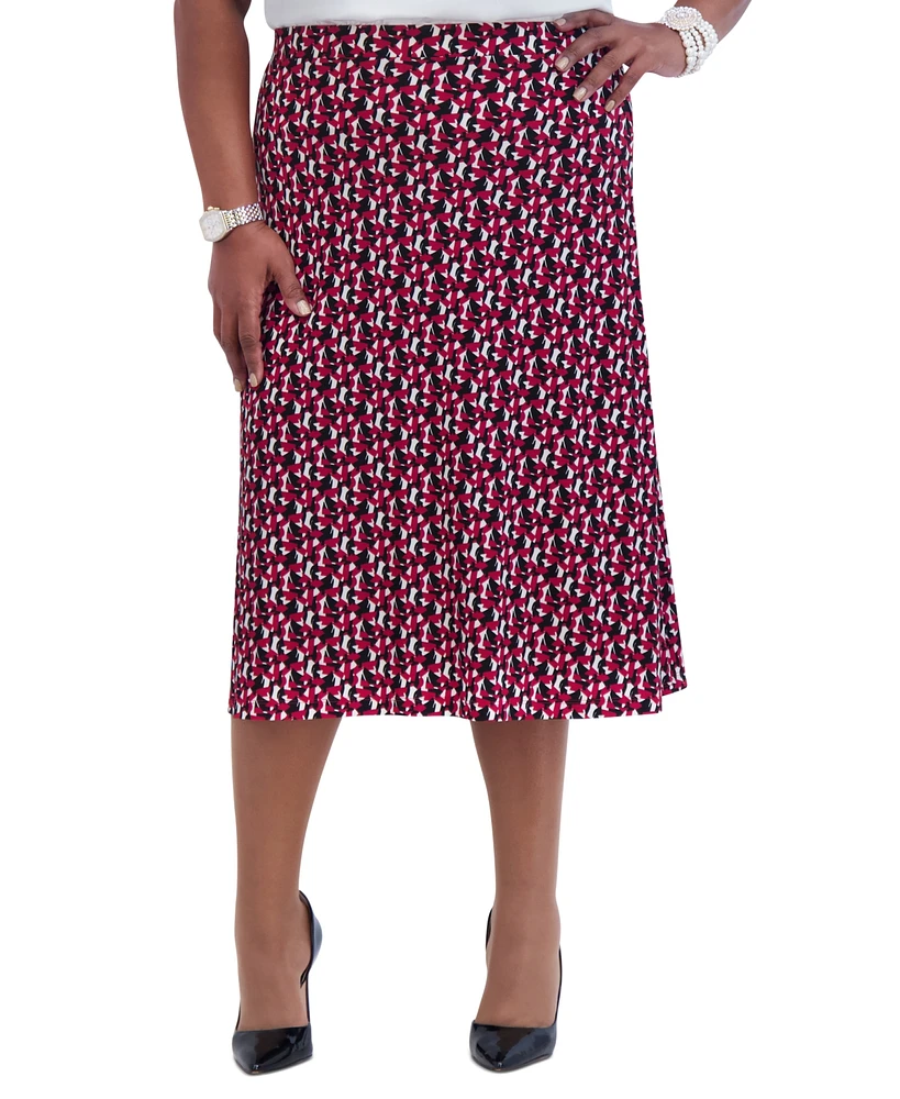 Kasper Women's Printed Ity Pull-On A-Line Skirt