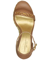 Donna Karan New York Yulissa Embellished Ankle-Strap Espadrille Wedge Sandals