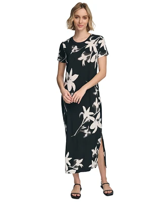 Calvin Klein Women's Short Sleeve Floral Maxi Dress