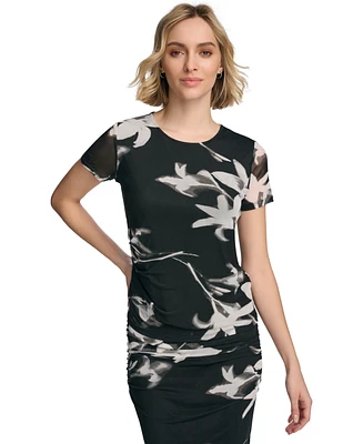 Calvin Klein Women's Short Sleeve Floral-Print Top