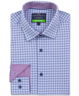 Men's Recycled Slim Fit Check Performance Stretch Cooling Comfort Dress Shirt