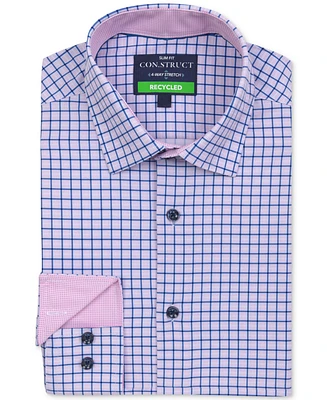 Men's Recycled Slim Fit Check Performance Stretch Cooling Comfort Dress Shirt