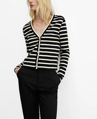 Mango Women's Buttons Detail Striped Cardigan