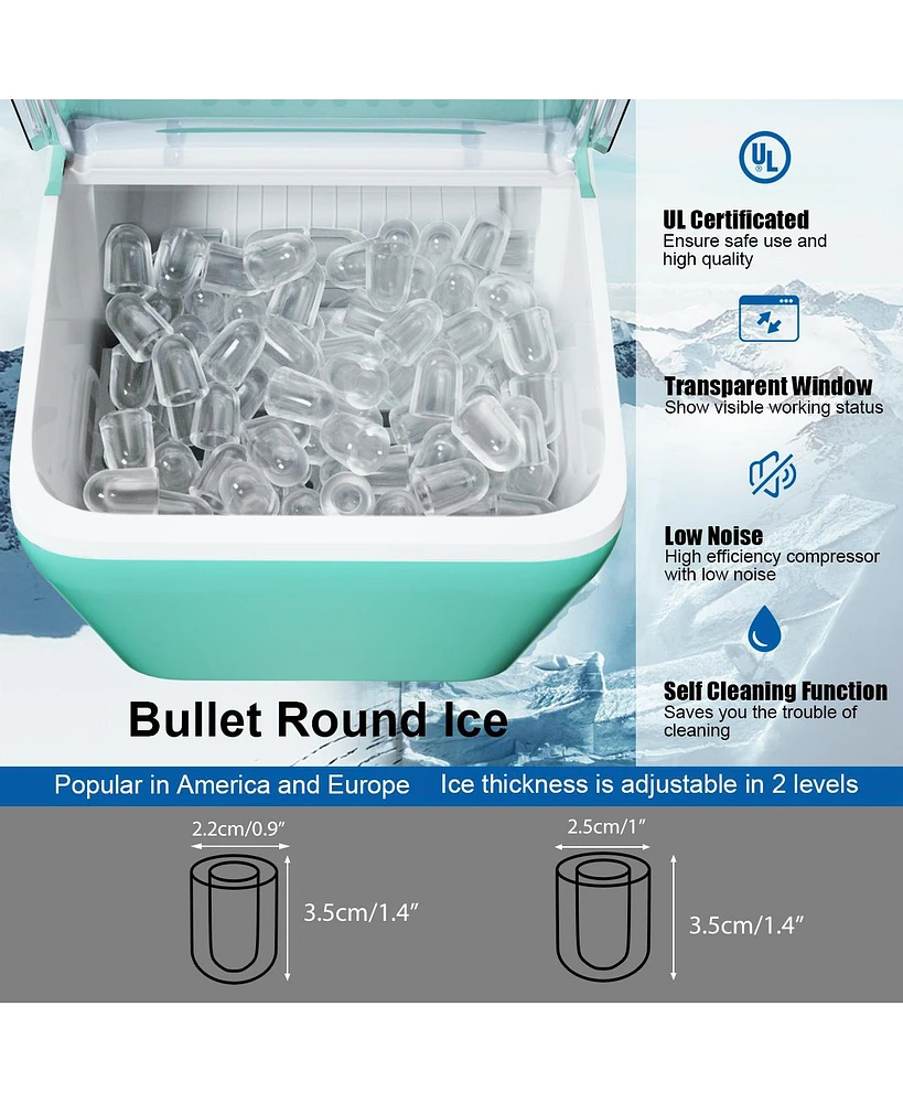 Sugift 44 lbs Portable Countertop Ice Maker Machine-Green