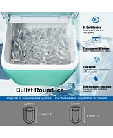 44 lbs Stainless Portable Countertop Self-Clean Ice Maker, 24 Square Cubes with Lcd Display