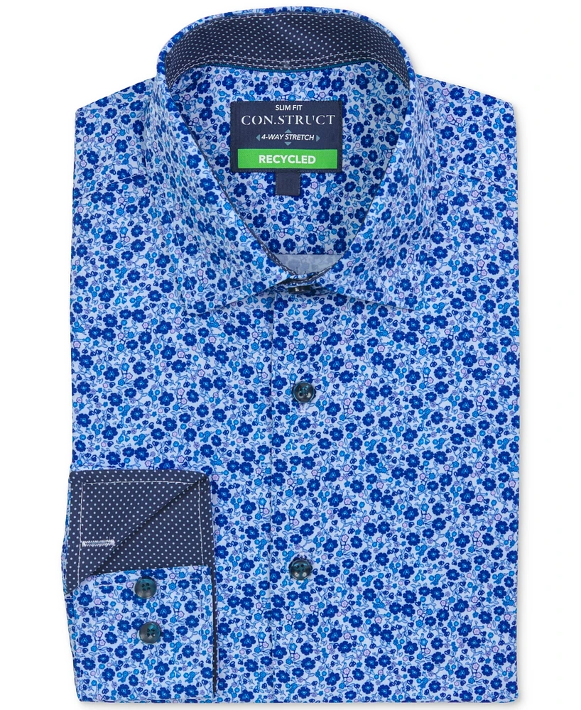 Construct Men's Recycled Slim Fit Floral Performance Stretch Cooling  Comfort Dress Shirt | MainPlace Mall