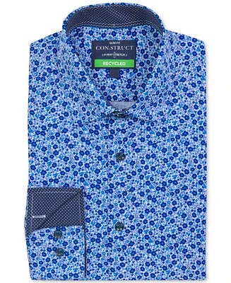 Men's Recycled Slim Fit Floral Performance Stretch Cooling Comfort Dress Shirt