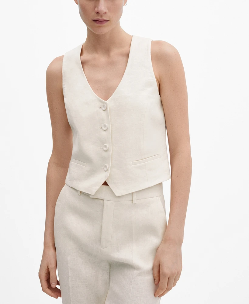 Mango Women's Linen Suit Vest