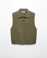 Mango Women's Button Collar Knitted Vest