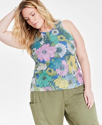 On 34th Trendy Plus Sequined Floral-Print Tank Top, Created for Macy's