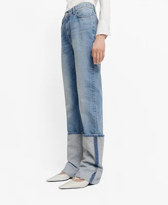 Mango Women's Turned-Up Straight Jeans