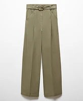 Mango Women's Belted Wide leg Pants - Beige