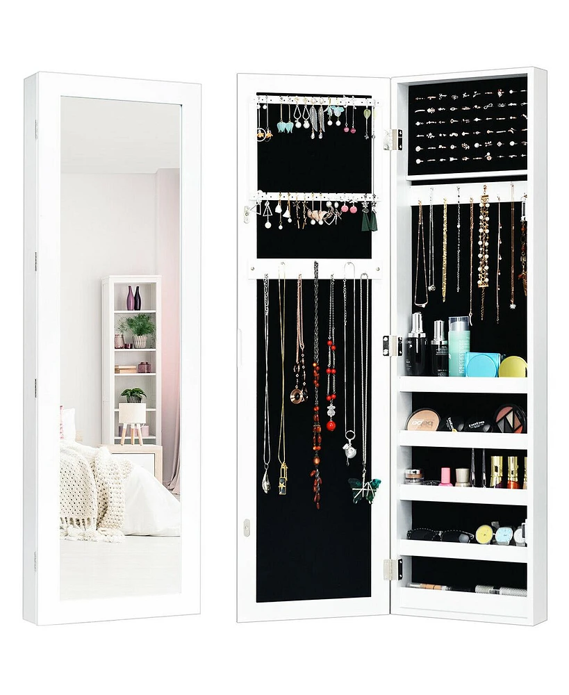 Sugift Door and Wall Mounted Armoire Jewelry Cabinet with Full-Length Mirror