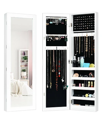 Sugift Door and Wall Mounted Armoire Jewelry Cabinet with Full-Length Mirror