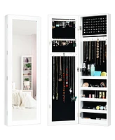 Sugift Door and Wall Mounted Armoire Jewelry Cabinet with Full-Length Mirror