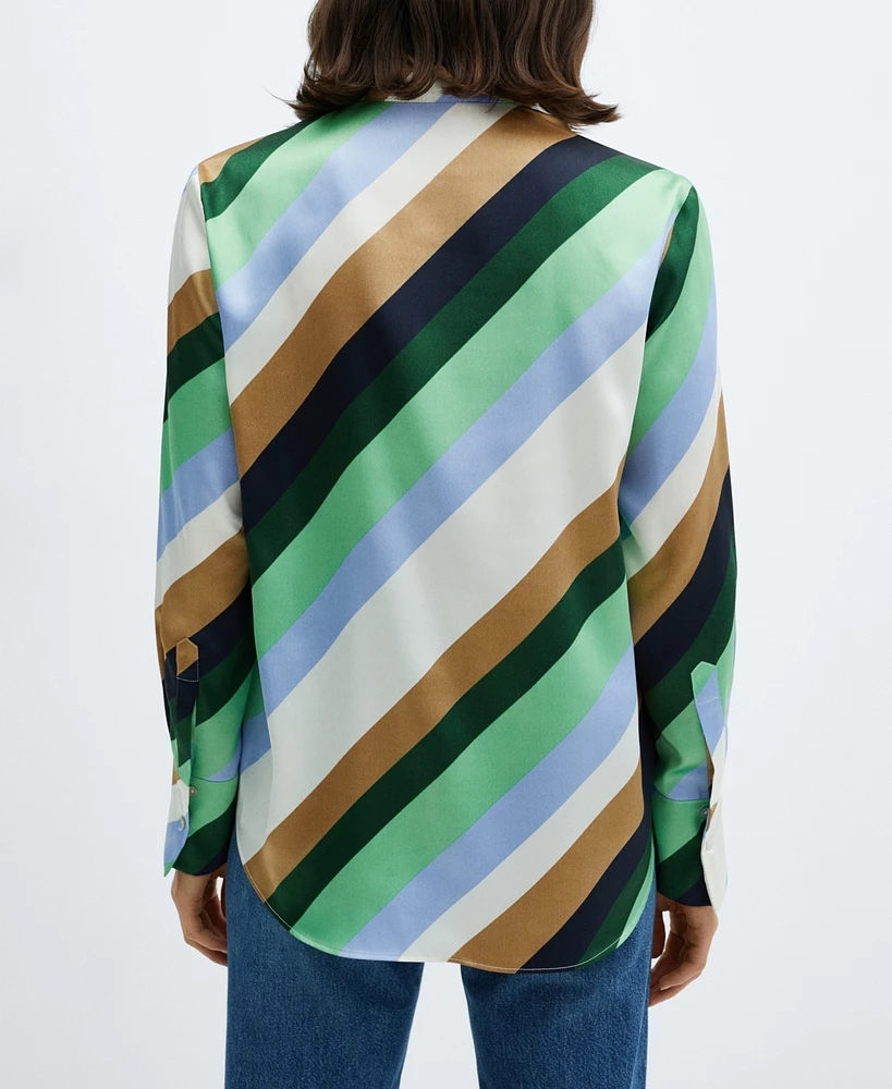 Mango Women's Satin Striped Shirt