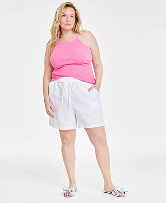 On 34th Trendy Plus Linen-Blend Shorts, Created for Macy's