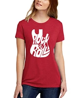 La Pop Art Women's Premium Blend Word Rock And Roll Guitar T-Shirt