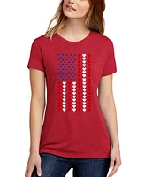 La Pop Art Women's Premium Blend Word Heart Flag T-Shirt