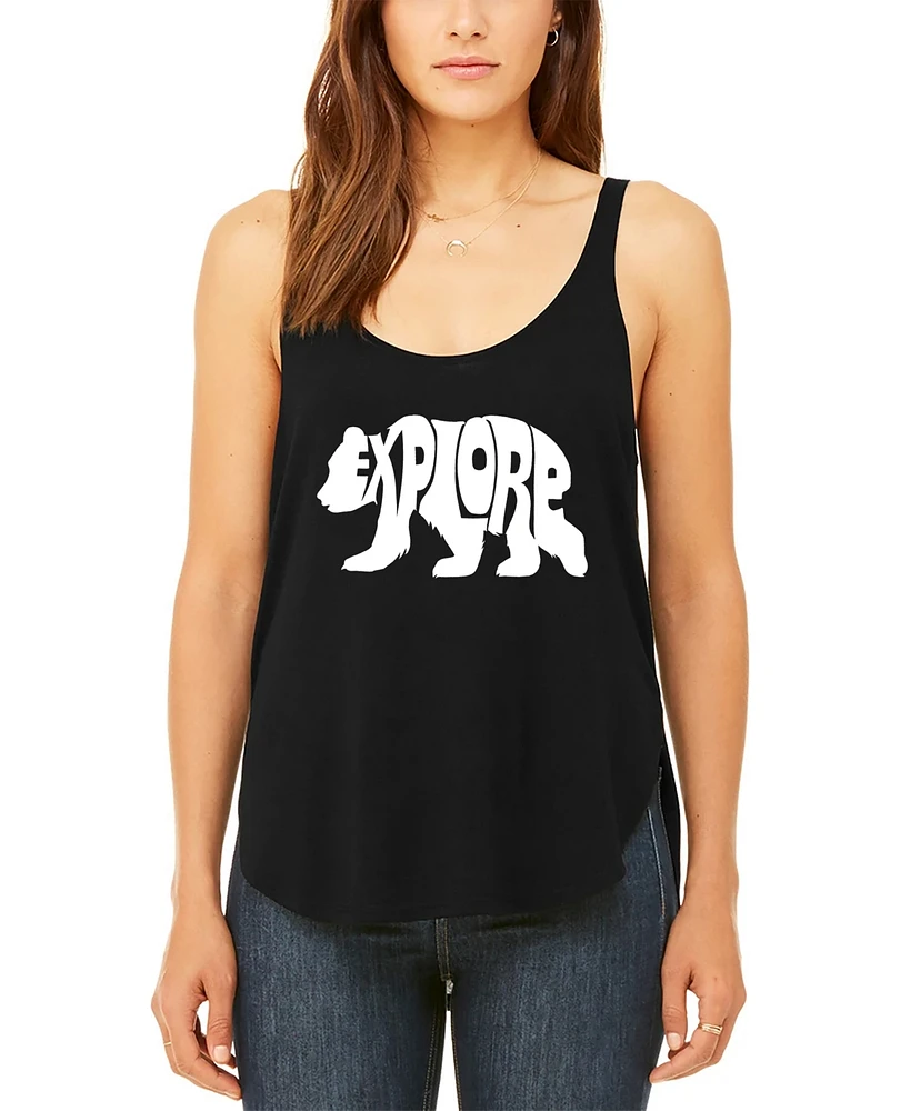 La Pop Art Women's Premium Word Explore Flowy Tank Top