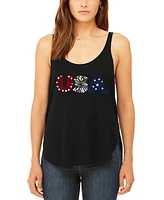 La Pop Art Women's Premium Word Usa Fireworks Flowy Tank Top