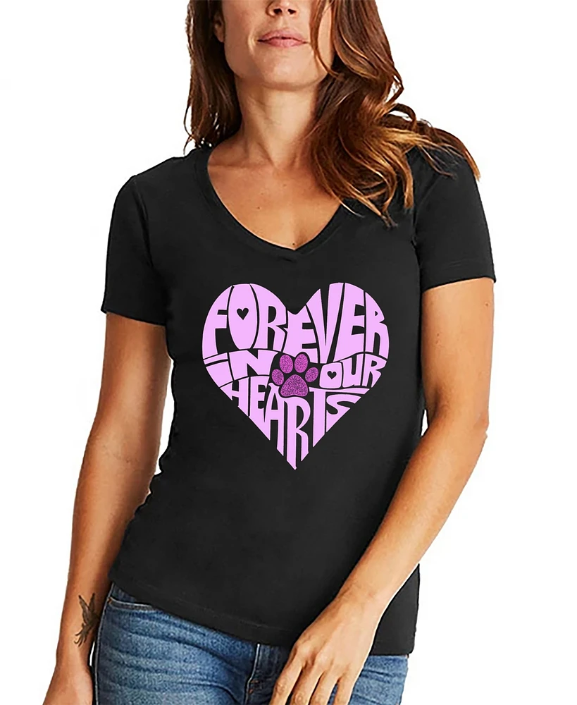 La Pop Art Women's Word Forever Our Hearts V-Neck T-Shirt