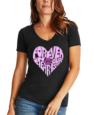 La Pop Art Women's Word Forever Our Hearts V-Neck T-Shirt