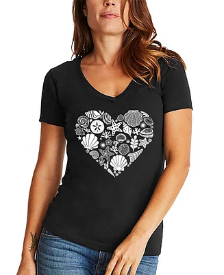 La Pop Art Women's Word Seashell V-Neck T-Shirt