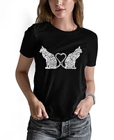 La Pop Art Women's Word Cat Tail Heart T-Shirt