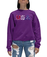 La Pop Art Women's Word Usa Fireworks Crewneck Sweatshirt